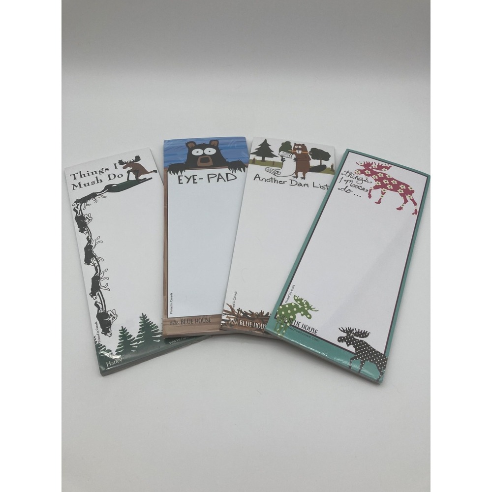 Hatley Little Blue House Magnetic Notepad Lot 4 Funny Wildlife Fridge List Pad